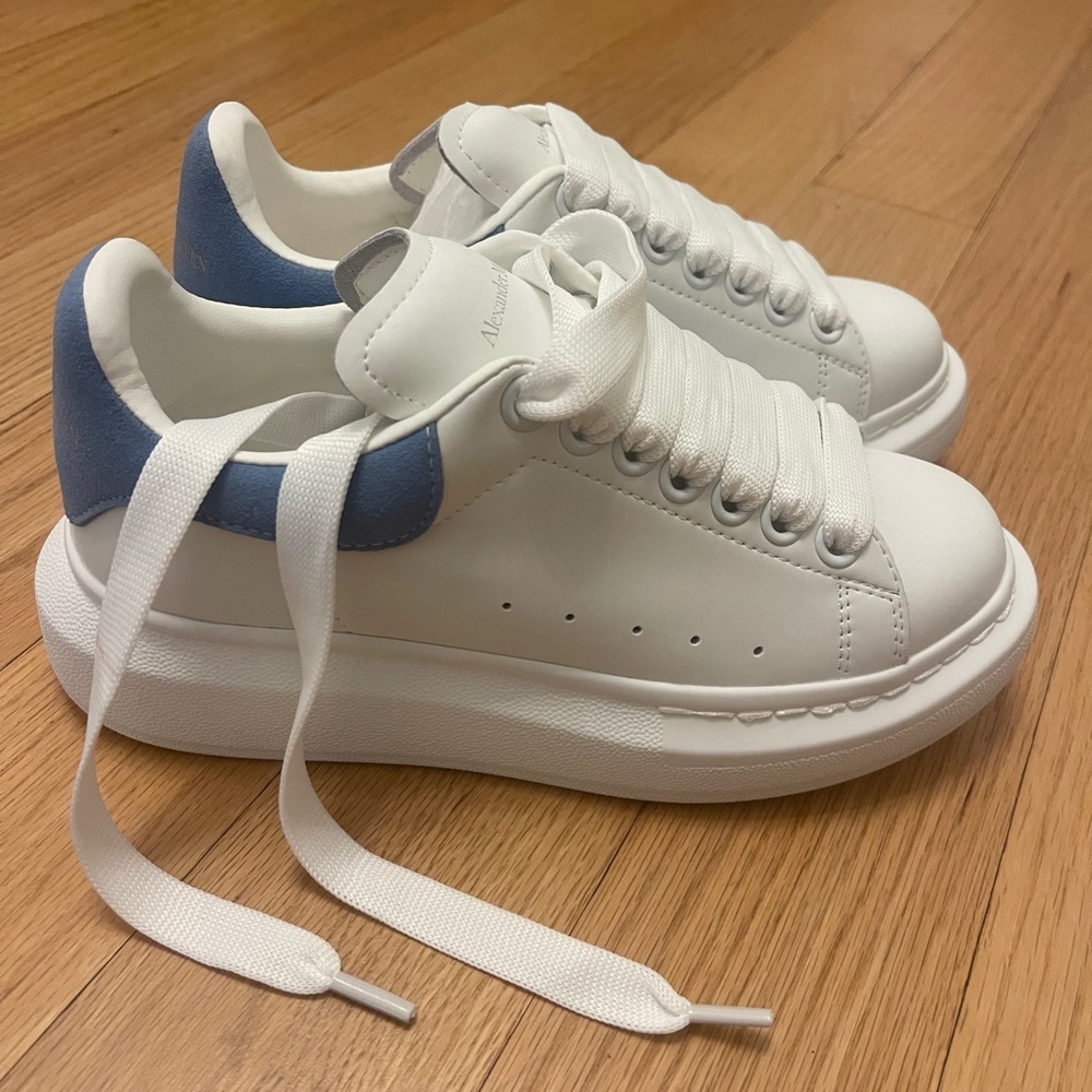 Alexander McQueen White and Blue Sneakers
